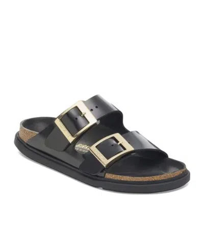 Birkenstock Arizona Droplet Buckle Shiny Leather Sandals In Multi