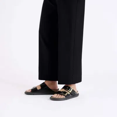 Birkenstock Arizona Droplet Buckle Shiny Leather Sandals In Multi