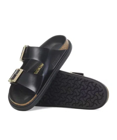 Birkenstock Arizona Droplet Buckle Shiny Leather Sandals In Multi