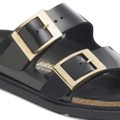 Birkenstock Arizona Droplet Buckle Shiny Leather Sandals In Multi