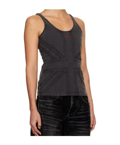 Off-white Patchwork Design Vest In Black