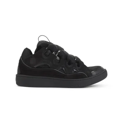 Lanvin Dark Blue Curb Sneakers In Black