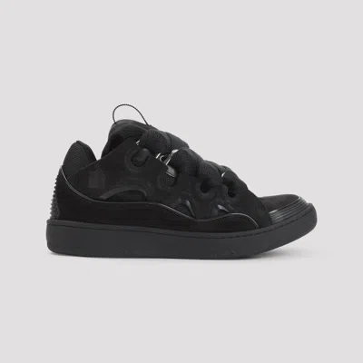 Lanvin Dark Blue Curb Sneakers In Black