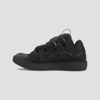 Lanvin Dark Blue Curb Sneakers In Black