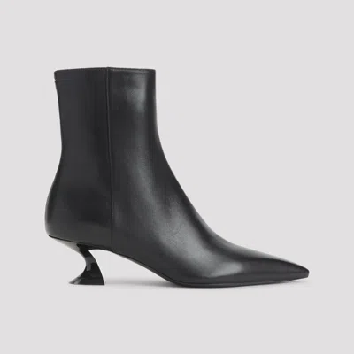 Lanvin Kitten Heel Ankle Boots 50 Mm Lambskin In Black