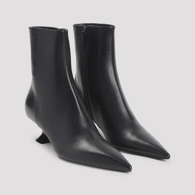 Lanvin Kitten Heel Ankle Boots 50 Mm Lambskin In Black