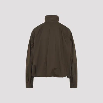 Lemaire Soft Pleated Buttoned Jacket In Brown