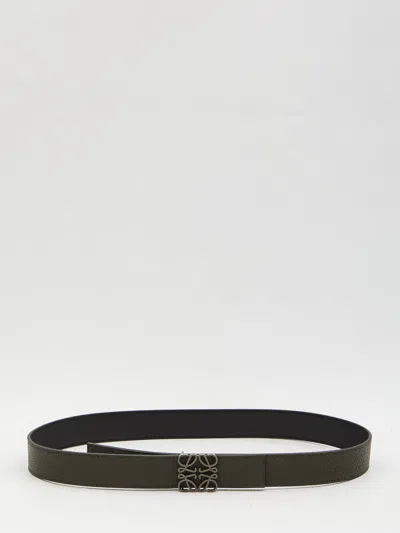 Loewe Reversible Anagram Calfskin Leather Belt In Black