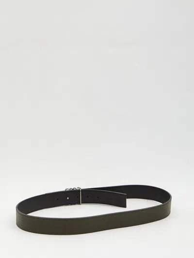 Loewe Reversible Anagram Calfskin Leather Belt In Black