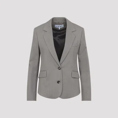 Loewe Single-breasted Buttoned Jacket In Gray