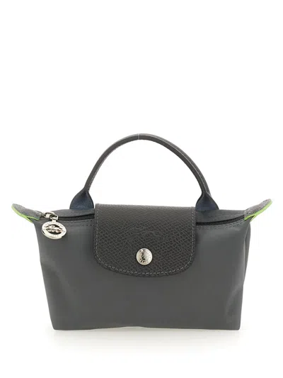 Longchamp Le Pliage Green Graphite Coloured Clutch Bag In Gray