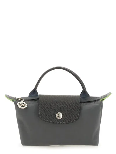 Longchamp Le Pliage Green Graphite Coloured Clutch Bag In Gray