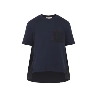 Marni Asymmetric Crewneck T-shirt In Blue