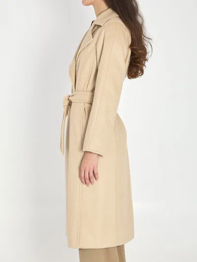 Max Mara Riccio Camel Drape Coat Belt In Nude