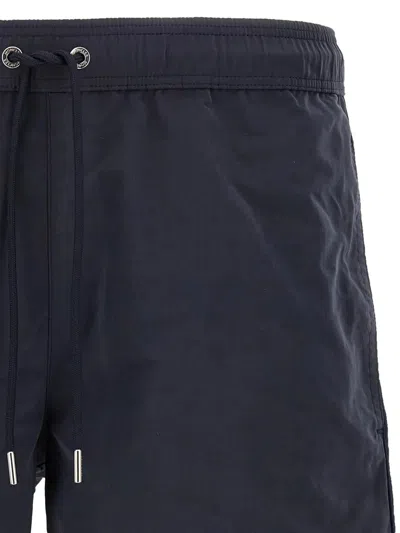 Moncler Logo Patch Drawstring Swim Shorts In Blue