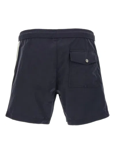 Moncler Logo Patch Drawstring Swim Shorts In Black