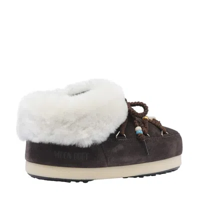 Moon Boot Evx Beaded Shearling Mules In Brown