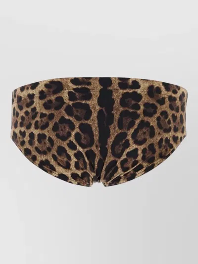 Dolce & Gabbana Drawstring Triangle Swimming Briefs In Brown
