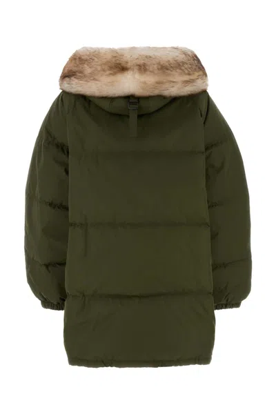 Prada Army Green Re-nylon Down Jacket In Green