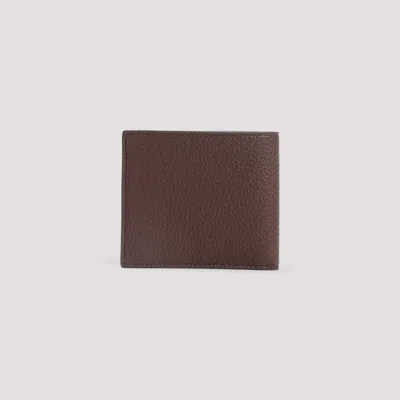 Prada Logo Bi-fold Leather Wallet In Brown