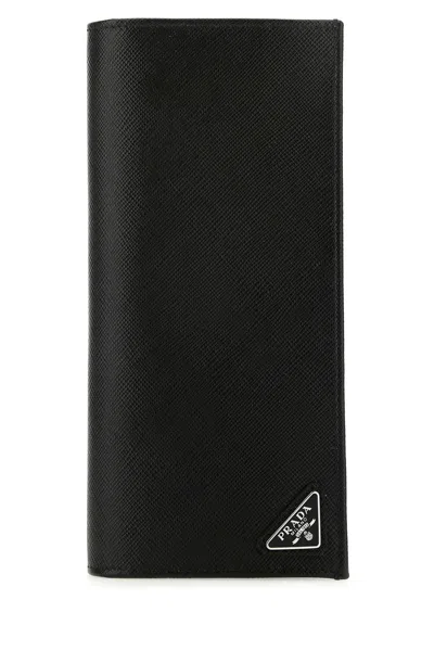 Prada Vertical Bi-fold Wallet In Black