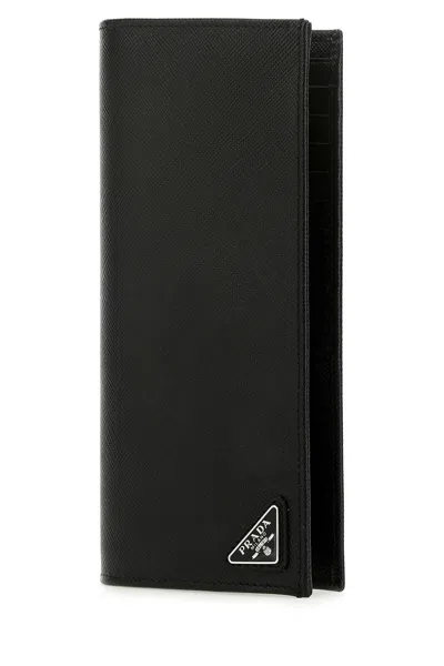 Prada Vertical Bi-fold Wallet In Black