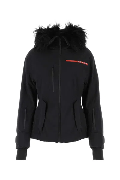 Prada Black Re-nylon Ski Jacket In Black