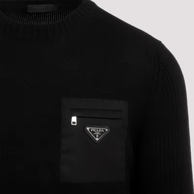Prada Black Wool Sweater In Black