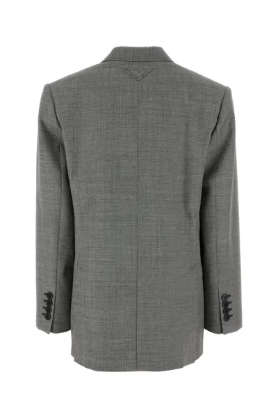 Prada Grey Wool Blazer In Gray