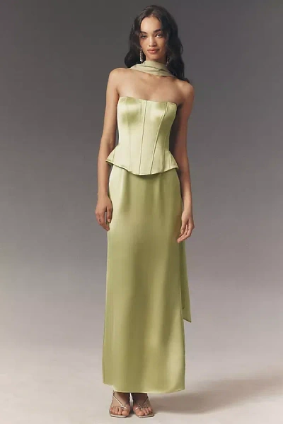 Mare Mare Mimi Satin Corset Dress In Green