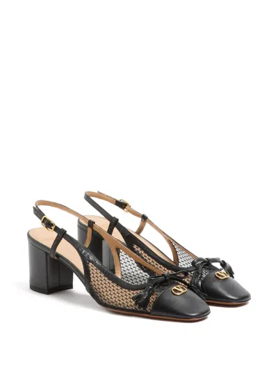 Valentino Garavani Valet Du Roi Slingback Pump In Mesh And Kidskin 60mm Woman Black 41.5 In Black