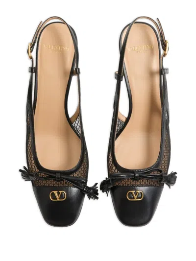 Valentino Garavani Valet Du Roi Slingback Pump In Mesh And Kidskin 60mm Woman Black 41.5 In Black