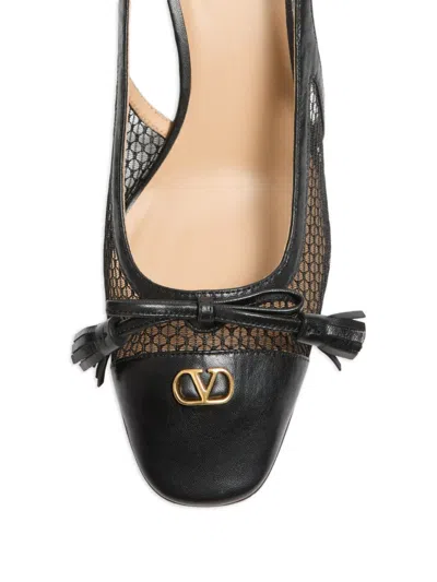 Valentino Garavani Valet Du Roi Slingback Pump In Mesh And Kidskin 60mm Woman Black 41.5 In Black