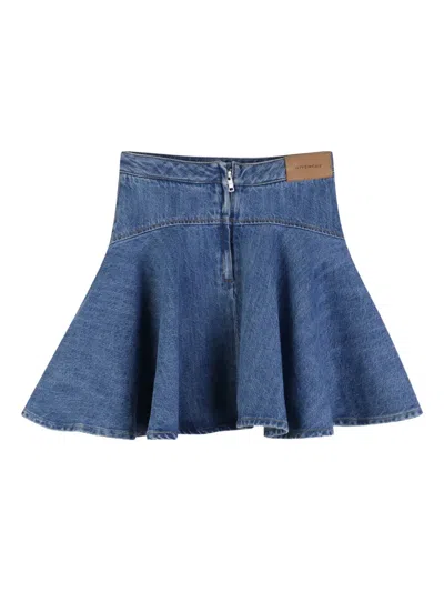 Givenchy Flared Zip Skirt In Blue