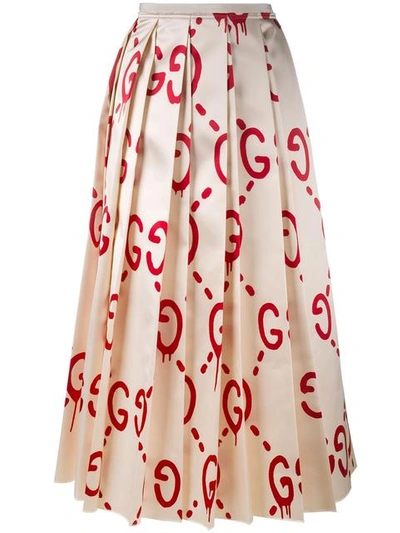 Shop Gucci ' Ghost' Logo Print Skirt