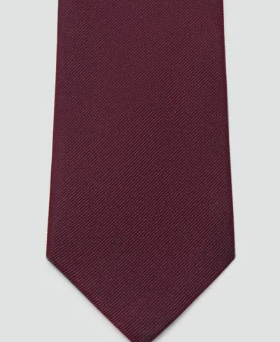 Mango Men's Plain Silk Tie In Burgundy