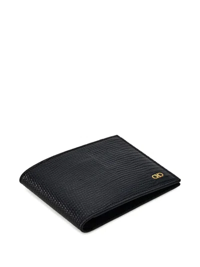 Ferragamo Gancini Leather Wallet In Black