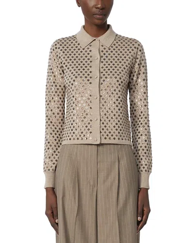 Max Mara Ragno Sequin Embellished Virgin Wool Cardigan In Multi