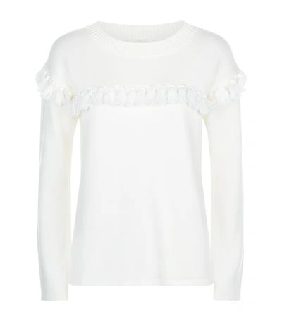 Chloé Tasselled Cotton And Wool Sweater In Ivory