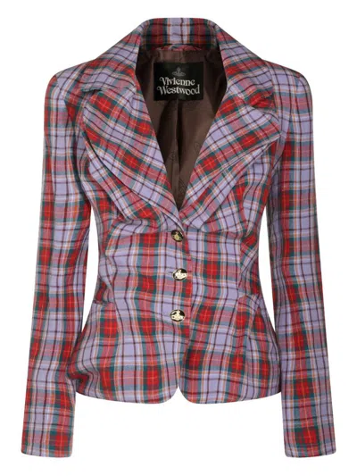 Vivienne Westwood Mens Multi Drunken Check Linen Jacket In Multi