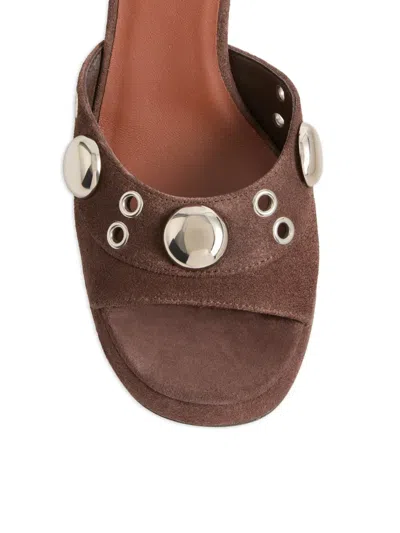 Valentino Stud Eyelet Leather Nellcôte Platform Sandals In Brown