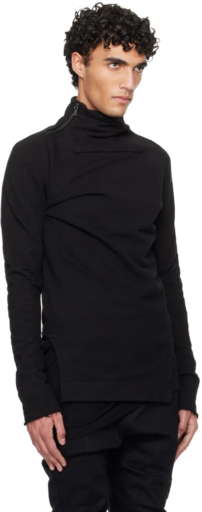 Julius Black Arched Hem High Neck Sweatshirt In Black