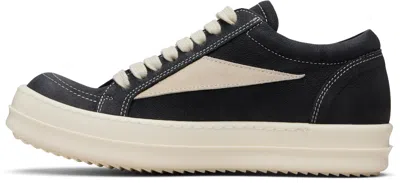 Rick Owens Women Black Low Top Sneakers With Contrasting Stitching In Leather Woman In Multi