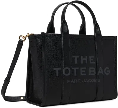 Marc Jacobs Structured Medium Tote With Textured Leather Finish In Black