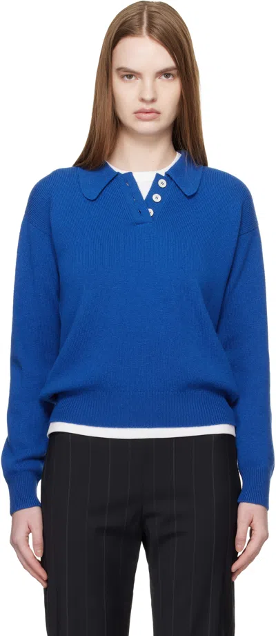 And-daughter Ssense Exclusive Blue Edith Polo In Blue