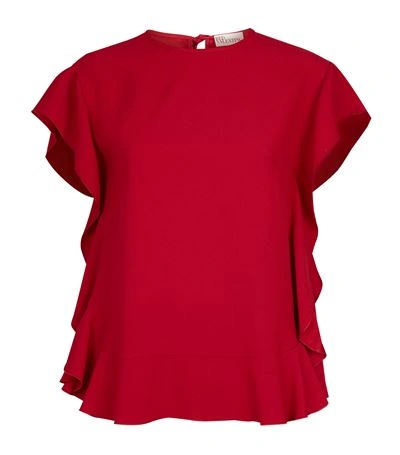 Red Valentino Ruffled Crepe Sleeveless Top In Red | ModeSens