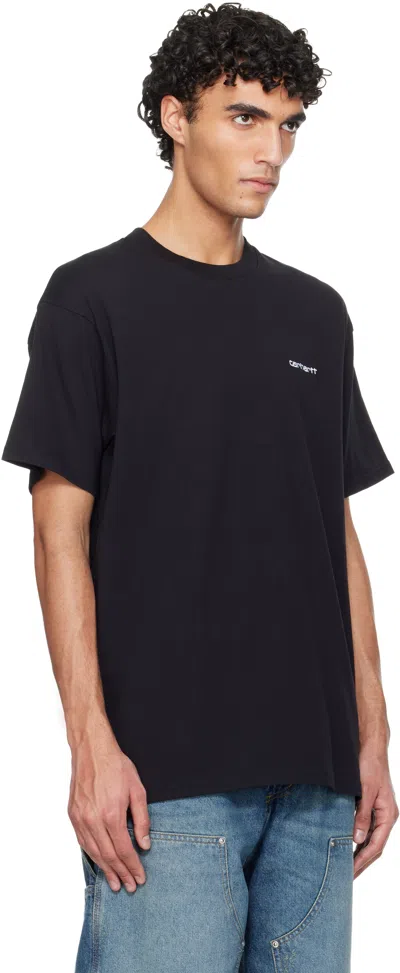 Carhartt Script Logo-embroidered T-shirt In Black