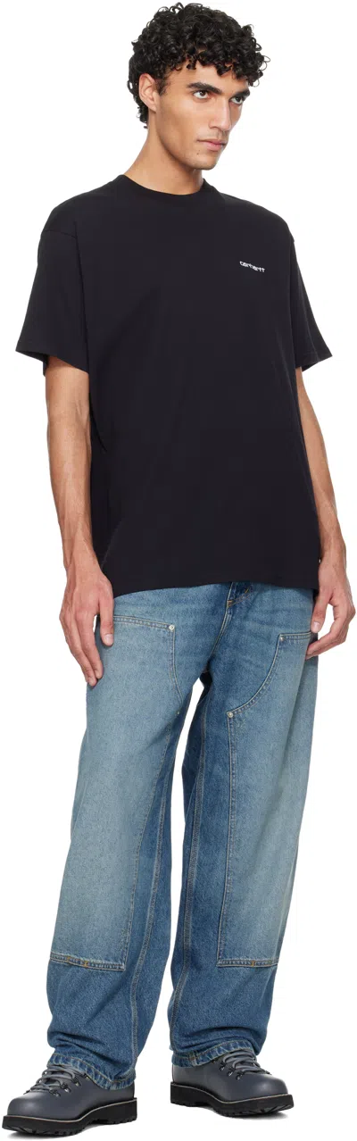 Carhartt Script Logo-embroidered T-shirt In Black