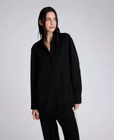 Kenneth Cole Oversized Button Front Shirt With Long Sleeves In Black