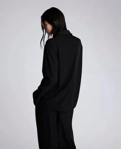 Kenneth Cole Oversized Button Front Shirt With Long Sleeves In Black